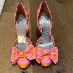 J. Crew Vibrant Pink and Orange Striped Heels